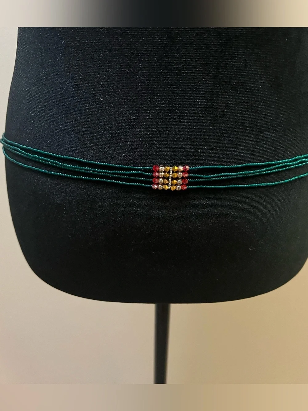 Handmade 4-Layer Beaded Belly Chain, African Boho Waist Beads (16 Inch)